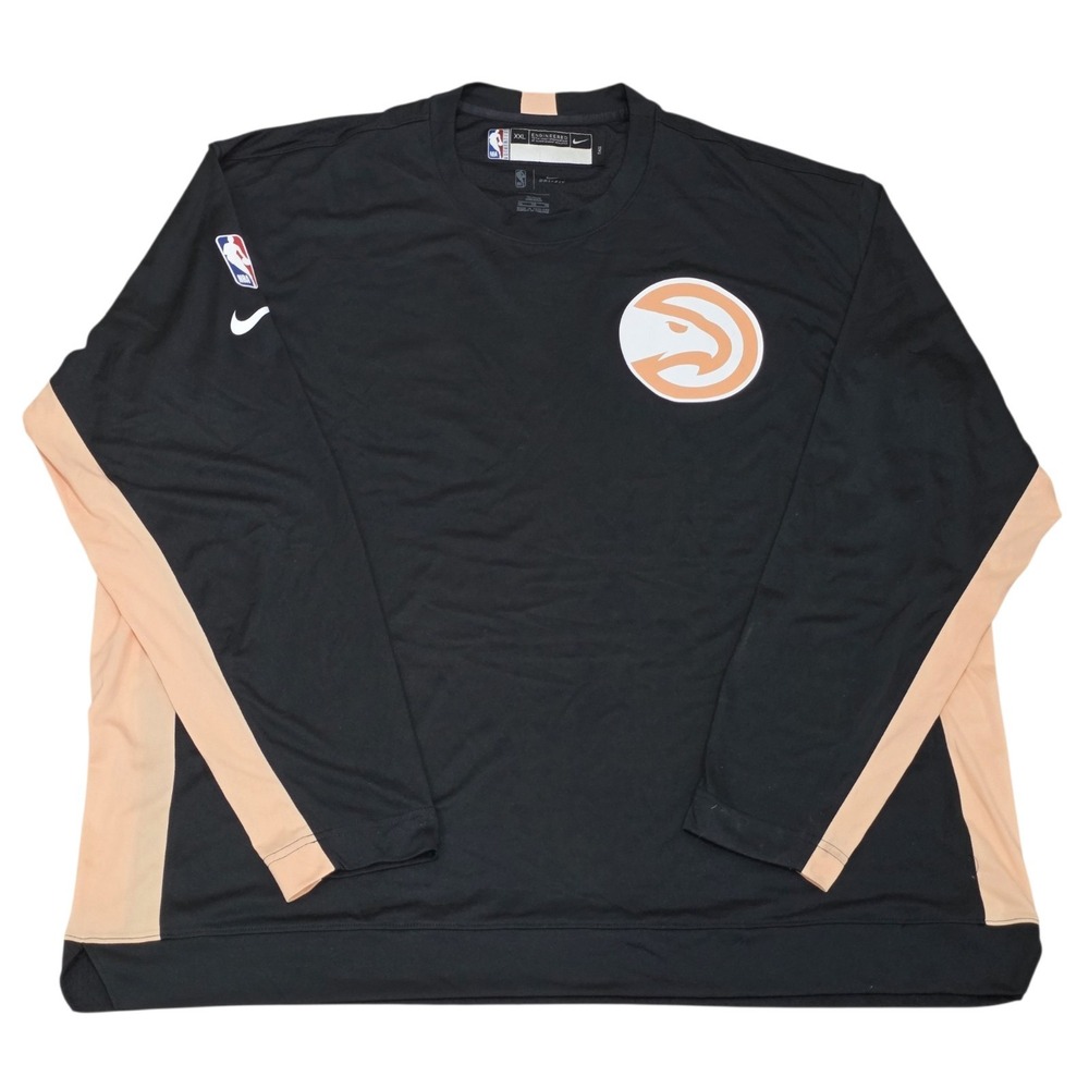 Nike Atlanta Hawks NBA Dri-FIT Warm Up Shirt Men's XXL-Tall Black Long Sleeve